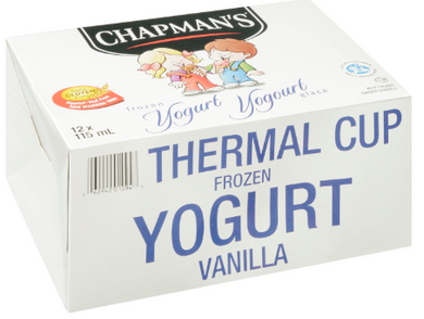 CHAPMAN ICE CREAM VANILLA FROZEN YOGURT (PACK OF 24 X 115 ML)