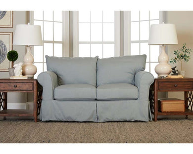 Klaussner Jillington Series Slipcovered Loveseat in Spa Blue Free Delivery