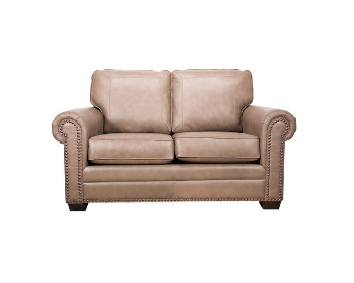 SBF Upholstery Leather Loveseat in Cobblestone Free Delivery