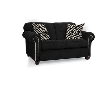 Décor-Rest Barbara Collection Fabric Loveseat in Giogio Charcoal/Vancliff Oreo Free Delivery