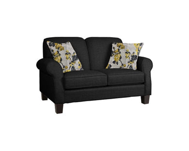 Décor-Rest Joey Sky Collection Fabric Loveseat in Mellow Black/Blossom Yellow Free Delivery