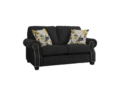 Decor-Rest Rico Collection Fabric Loveseat in Mellow Black/ Blossom Yellow Free Delivery
