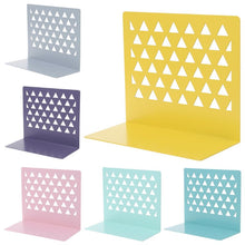 Metal Hollow Desktop Organizer Bookends Book Ends Support Stand Holder Shelf Bookrack Home Office Supplies