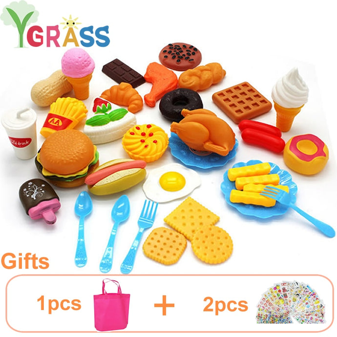 Kid's Kitchen Set Girls Toys Fast Food Pretend Play Cooking Games Miniature Foods Toy Dishes Products For Children - DeliverMyCart.com