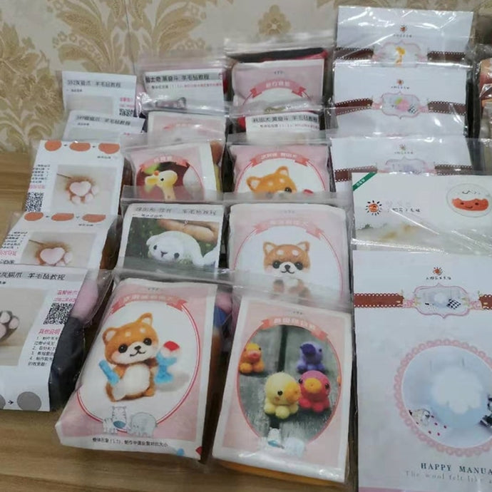 5 sets/lot random pattern wool needlepoint kit  wool felt needle felting pendant craft needlecraft DIY handmade