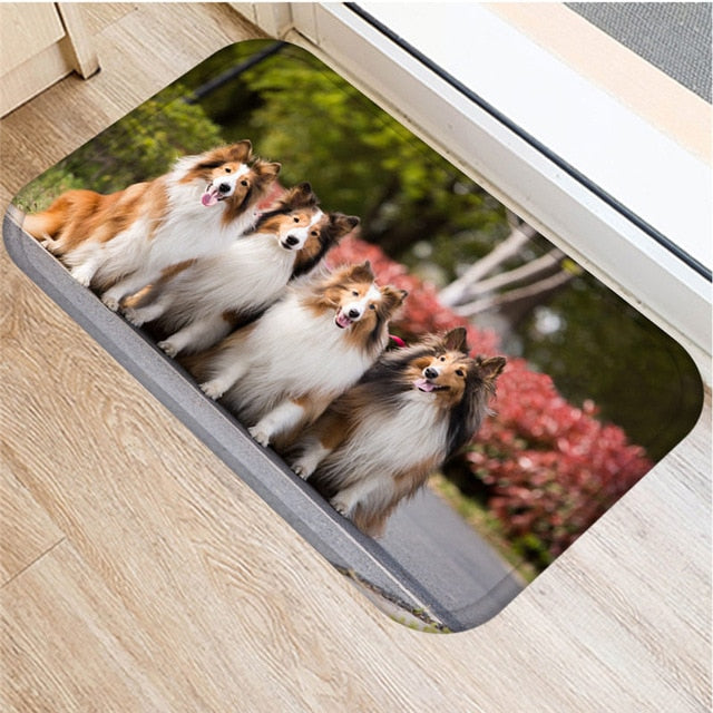 1pcs 40*60cm Cute Pug Husky Dog Pattern Anti-Slip Suede Carpet Door Mat Doormat Outdoor Kitchen Living Room Floor Mat Rug 48302 - DeliverMyCart.com
