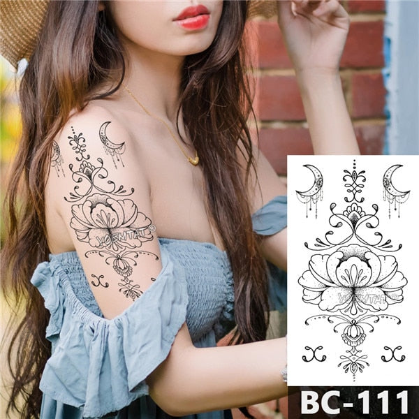 1 Sheet Chest Body Tattoo Temporary Waterproof Jewelry Lace Totem