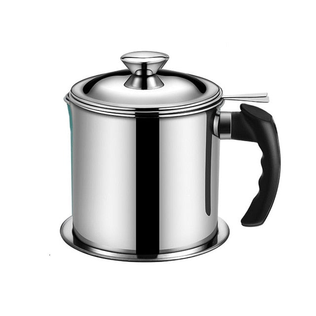 1.3L Stainless Steel Oil Strainer Pot Container Jug Storage Can With Filter Cooking Oil Pot For Kitchen Household Tools