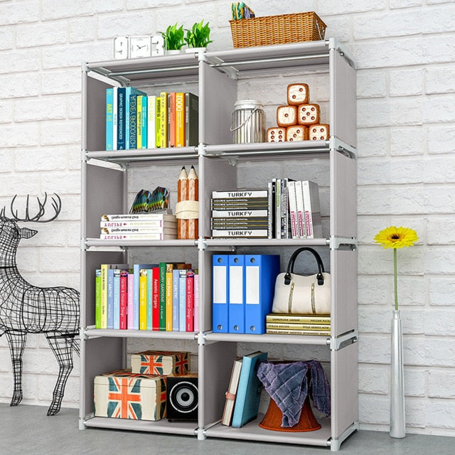 Double Rows  8 Cube Decorative Display Stand Toys Storage Shelf Rack Bookcase Cabinet Organizer Bookshelf Book Display Unit