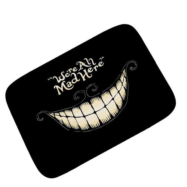 40x60cm We' Re All Mad Here Printed Doormat Floor Mat Home Creative Super Soft Absorbent Bathroom Door Mat for Entrance Indoor