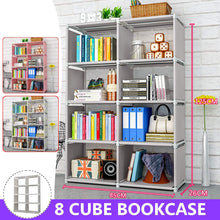 125 cm Double Rows 8 Cube Decorative Display Stand Toys Storage Shelf Rack Bookcase Cabinet Organizer Bookshelf Book Display Unit