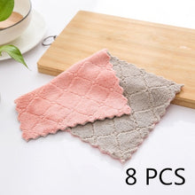 8 pieces Household Super Absorbent Microfiber Towel Kitchen Dish Cloth Non-Stick Oil Washing  Rag Tableware Cleaning Wiping Tool