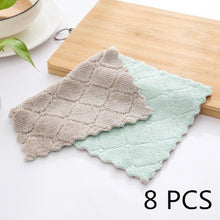 8 pieces Household Super Absorbent Microfiber Towel Kitchen Dish Cloth Non-Stick Oil Washing  Rag Tableware Cleaning Wiping Tool