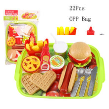 Children kitchen food toys 16 Pcs 22 Pcs/Set Play house simulation toys Burger Fries Hot Dog Set Educational Toys For kids