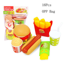 Children kitchen food toys 16 Pcs 22 Pcs/Set Play house simulation toys Burger Fries Hot Dog Set Educational Toys For kids