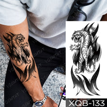 Waterproof Temporary Tattoo Sticker Forest Lion Tiger Bear Flash Tattoos Women Leopard Wolf Crown Body Art Arm Fake Tatoo Men
