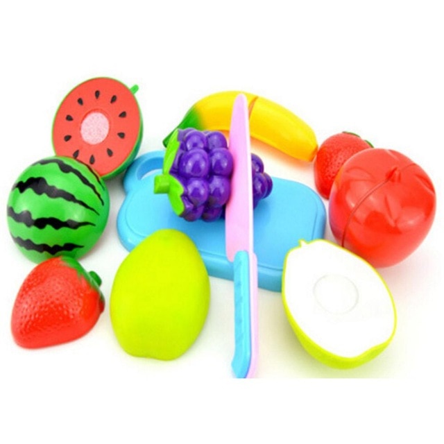 12 PCS Children Play House Toy Cut Fruit Plastic Vegetables Kitchen Baby Classic Kids Toys Pretend Playset Educational Toys