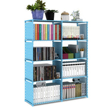 Fashion Double Row Bookshelf Nonwoven Fabric Easy Installation Book Stand Sundrise Storage Cabinet DIY Shelf Bookcase for Home