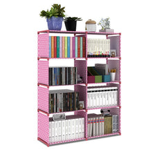 Fashion Double Row Bookshelf Nonwoven Fabric Easy Installation Book Stand Sundrise Storage Cabinet DIY Shelf Bookcase for Home