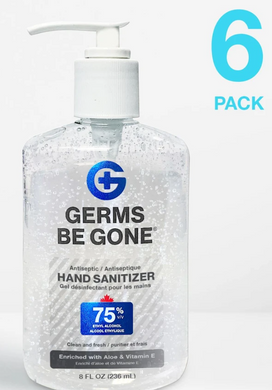 6 bottles - 75% Germs Be Gone - 236mL (8oz)