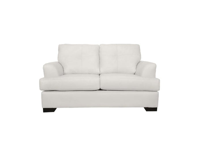 SBF Upholstery Zurick Series Leather Match Loveseat in Snow Free Delivery